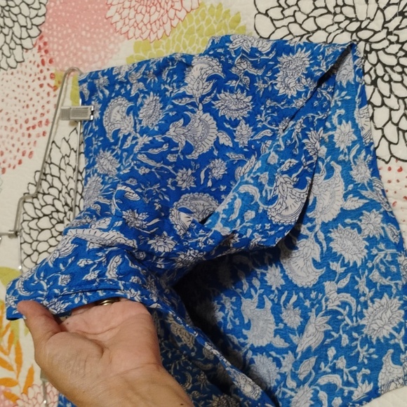 Zara Vibrant Blue Floral Patterned Pareo Short Size L - Picture 13 of 14